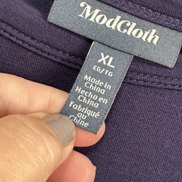 Modcloth Jersey Tee XL Violet Blue Balloon Sleeve Boat Neck Pullover SOFT Casual - Picture 5 of 10